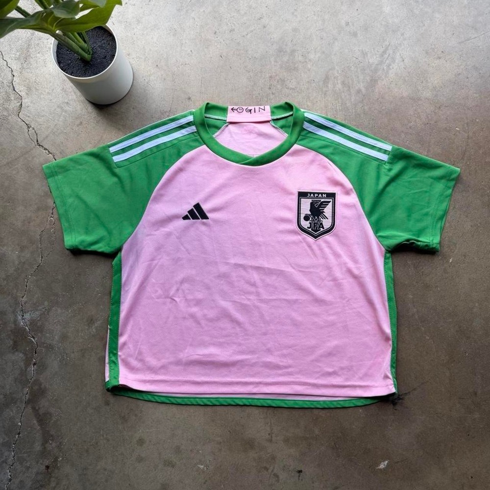Adidas Japan World Cup pink and green soccer cropped jersey
